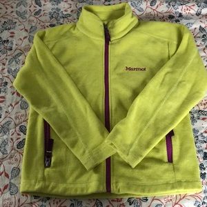 Girls Marmot fleece zip up size S 5,6,7 green